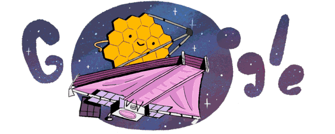 Doodle celebrando as primeiras fotos do telescópio espacial James Webb (Imagem: Reprodução/Google)