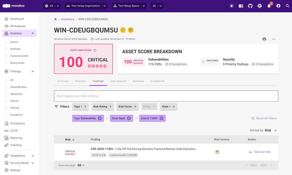 Segundo a plataforma de detecção de vulnerabilidades Mondoo, a possibilidade tomada do sistema e grande número de computadores não atualizados tornam o problema crítico (Imagem: Mondoo/Divulgação)