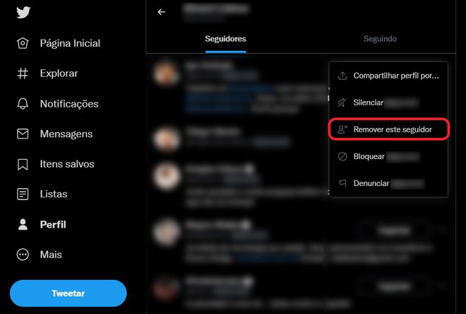 Remover seguidor deve(Imagem: Captura de tela/Canaltech)