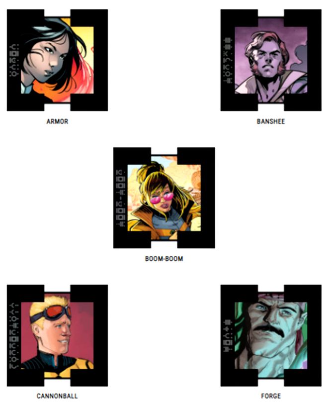 Os candidatos a último membro da nova formação dos X-Men (Imagem: Reprodução/Marvel Comics)