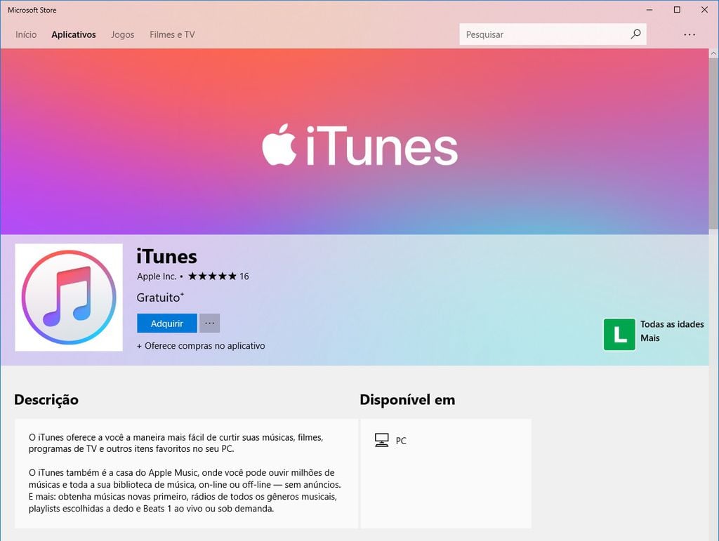 iTunes já está disponível oficialmente na Windows Store Canaltech