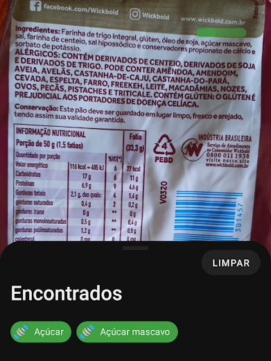 Aplicativo destaca alguns ingredientes que não são indicados ao seu perfil (Imagem: André Magalhães/Captura de tela)