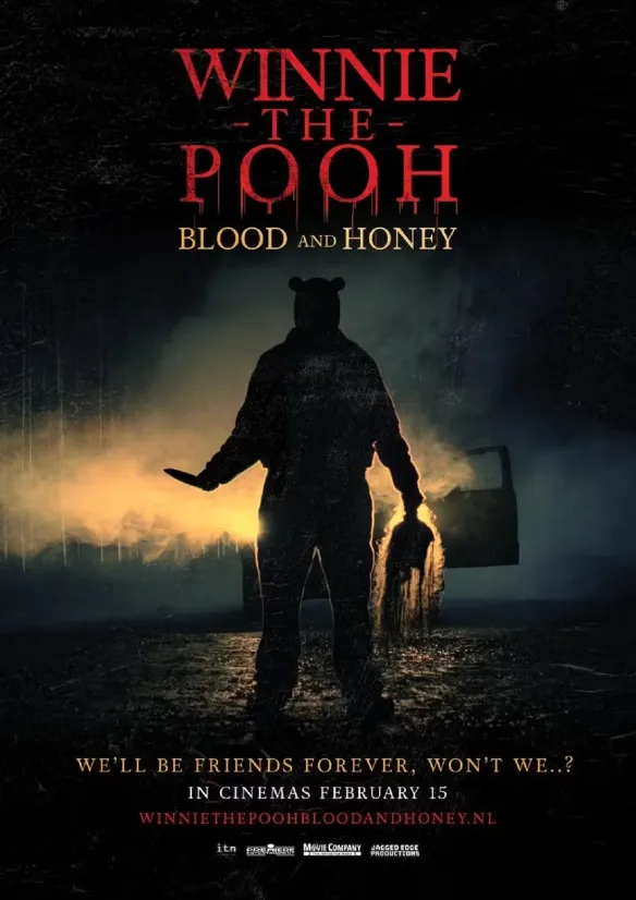 Pôster oficial do filme mostra Pooh macabro e sombrio. (Imagem:Reprodução/Jagged Edge Productions)