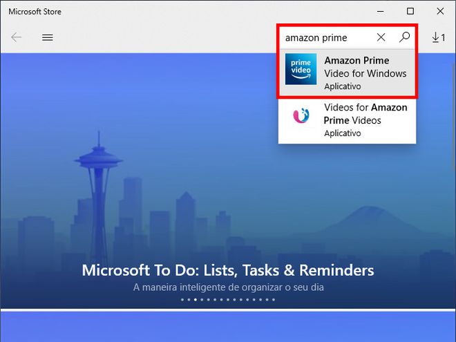 Abra a Microsoft Store e procure pelo app do Amazon Prime Video (Captura de tela: Matheus Bigogno)