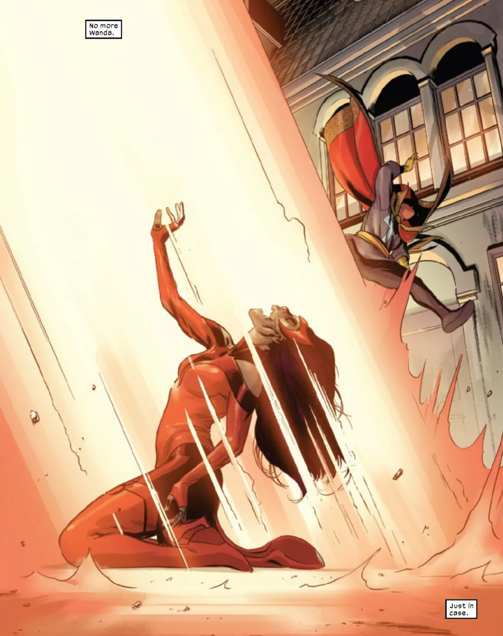A Feiticeira Escarlate é varrida pelo Senhor Sinistro com direito a "Chega de Wanda" (Imagem: Reprodução/Marvel Comics)