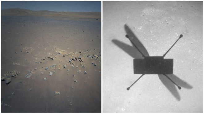 Fotos feitas pelo Ingenuity durante o 10º voo, em 24 de julho (Imagem: Reprodução/NASA/JPL-Caltech)