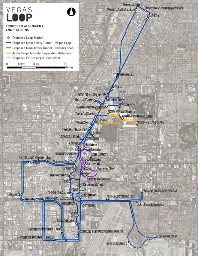 Mapa do Vegas Loop (Imagem: Divulgação/ The Boring Company)