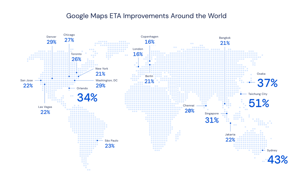São Paulo foi uma das cidades mais beneficiadas com a adoção da IA no Google Maps (imagem: DeepMind)