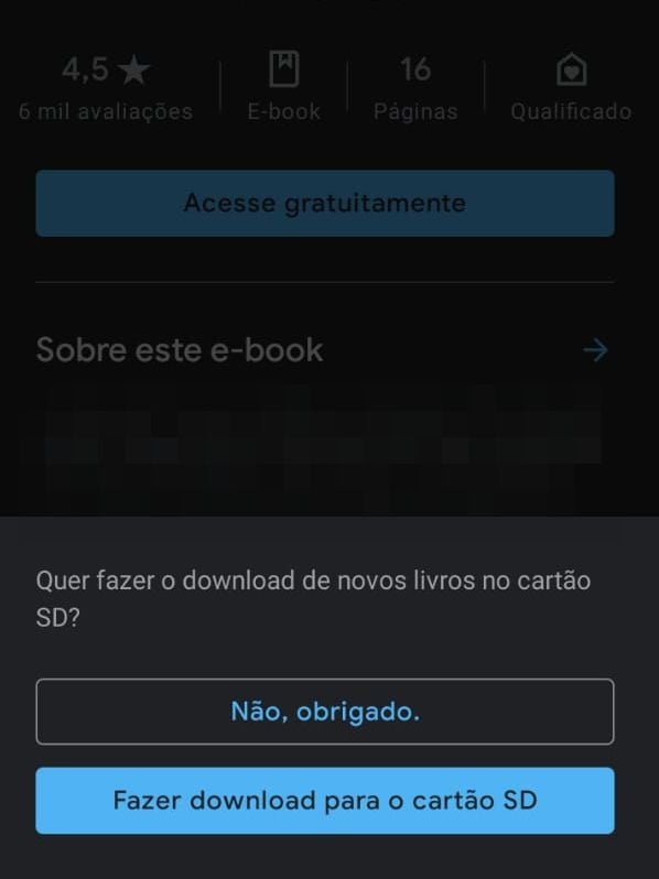 Selecione se deseja baixar o livro no seu dispositivo (Imagem: Guadalupe Carniel/Captura de tela)