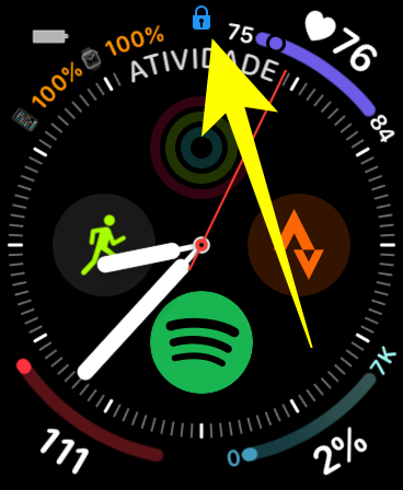 Ícone no topo da tela indica que o relógio está bloqueado. Captura de tela: Lucas Wetten (Canaltech)
