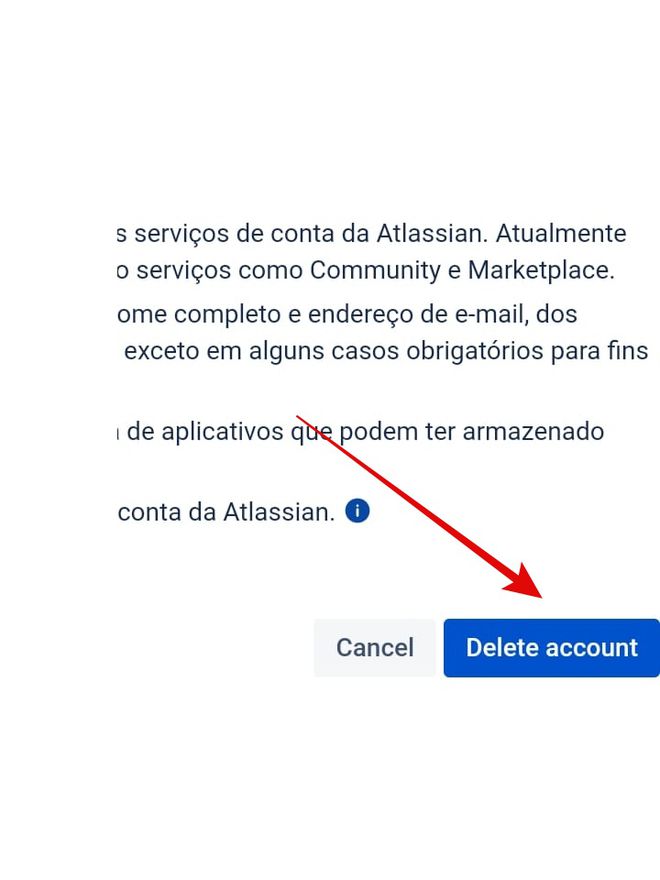 Aperte o botão para deletar sua conta para prosseguir na exclusão (Imagem: Guadalupe Carniel/Captura de tela)
