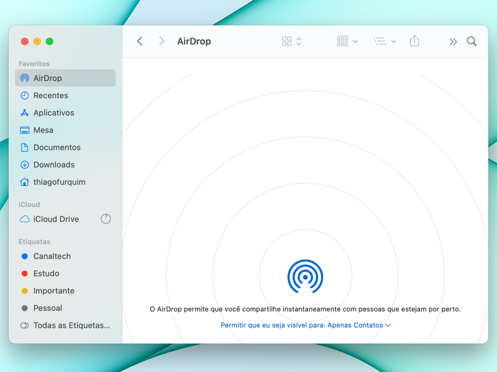 AirDrop pode ser acessado rapidamente através de atalho do teclado - Captura de tela: Thiago Furquim (Canaltech)