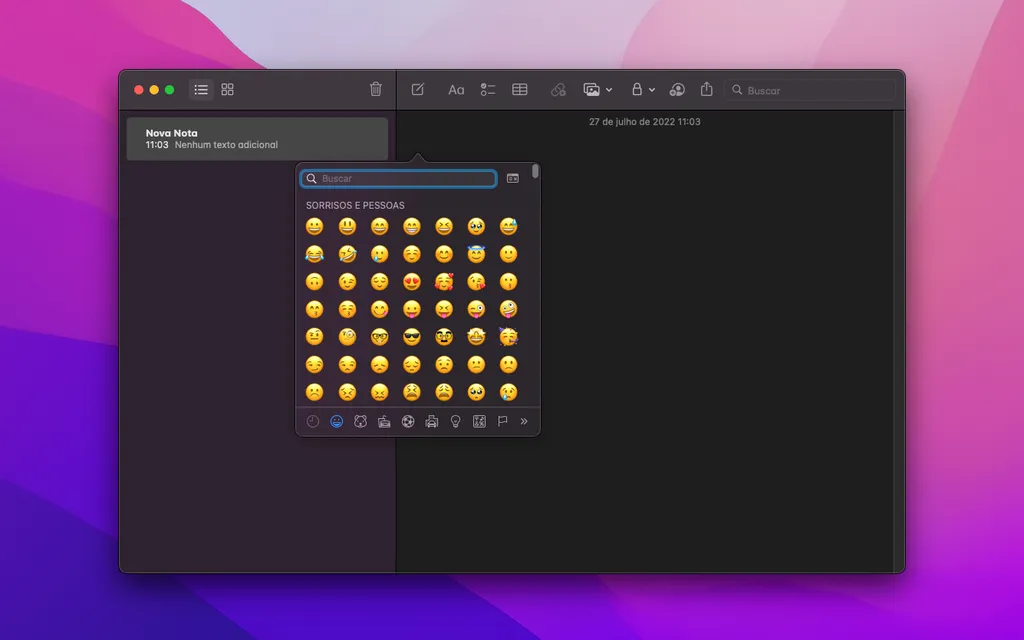 Adicione mais caracteres especiais e emojis do Mac nos textos (Captura de tela: Thiago Furquim/Canaltech)