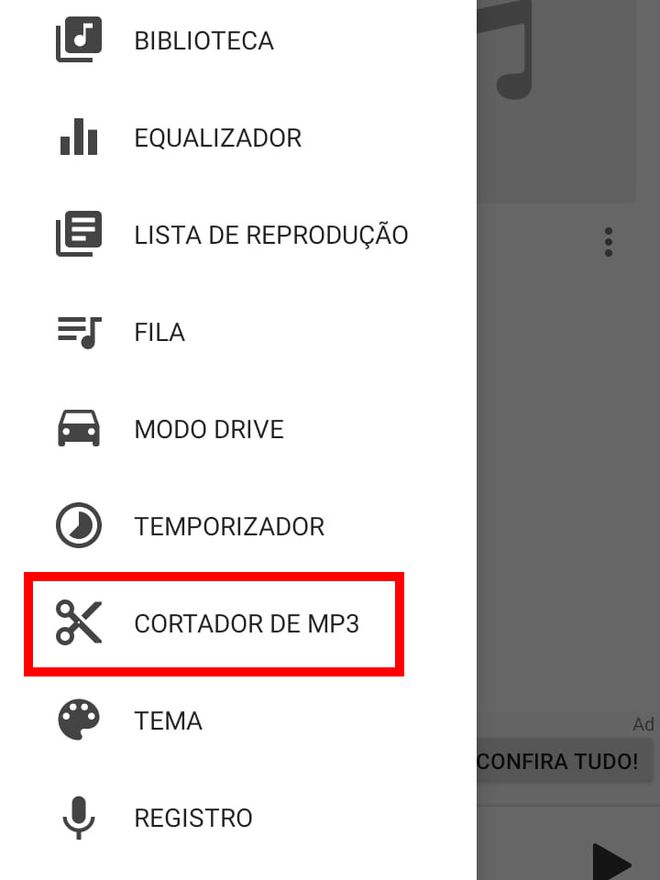 Para cortar ou juntar diferentes áudios, acesse a aba "Cortador de MP3" (Captura de tela: Matheus Bigogno)