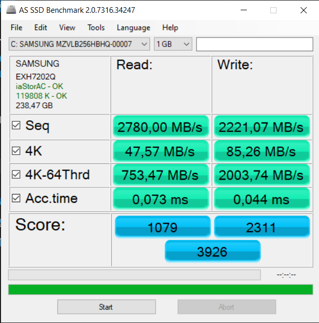 SSD M2 NVMe da Samsung empregado pela Acer é mais que suficiente para atender a grande maioria dos cenários de uso