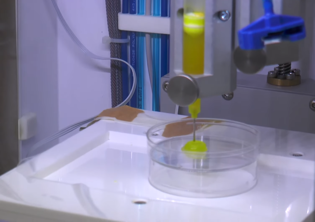 Impressora 3D imprime minifígado humano (Fonte: Reprodução Youtube/ Agência FAPESP)