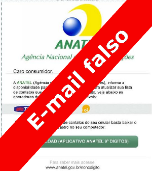 E-mail falso app Anatel