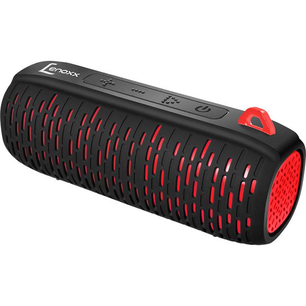 Caixa de Som Speaker Lenoxx BT502VP Antirespingo Bluetooth Cartão Micro SD 15w - Preto e Vermelho