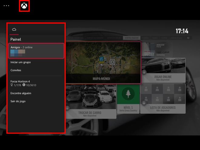 Clique no ícone de "Xbox" para acessar o painel do jogo (Captura de tela: Matheus Bigogno)