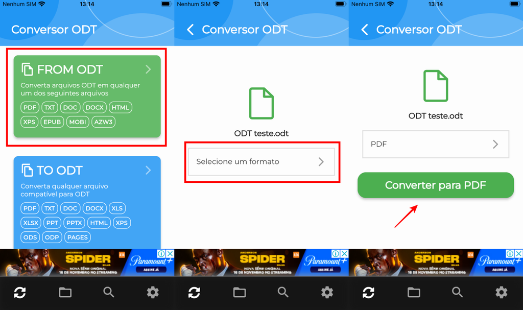 Quem tem iPhone ou iPad pode usar o ODT Converter para transformar ODT em PDF (Imagem: Captura de tela/Fabrício Calixto/Canaltech)