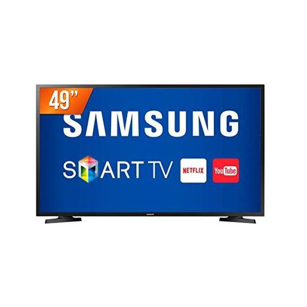 R$ 1.174 em 10x - Smart TV LED 49" Samsung UN49J5290AGXZD Full HD 2 HDMI 1 USB Preta com Conversor Digital Integrado