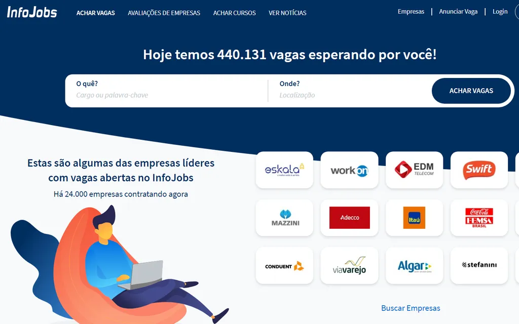 InfoJobs é um dos mais famosos sites para enviar currículo (Captura de tela: André Magalhães)