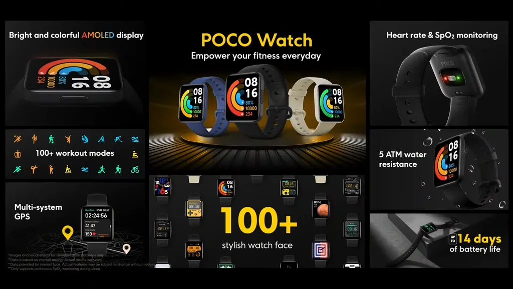 Primeiro smartwatch da marca, o Poco Watch traz tela AMOLED, resistência à água sob pressões de até 5 ATM, autonomia de até 14 dias e mais (Imagem: Poco/YouTube)