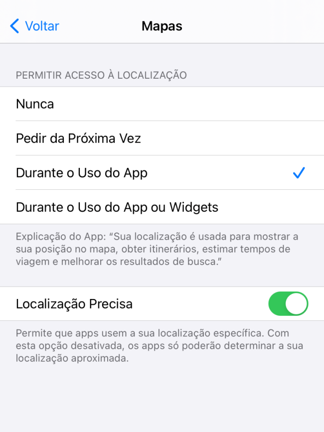 Configure as permissões de acesso à localização em cada aplicativo - Captura de tela: Thiago Furquim (Canaltech)