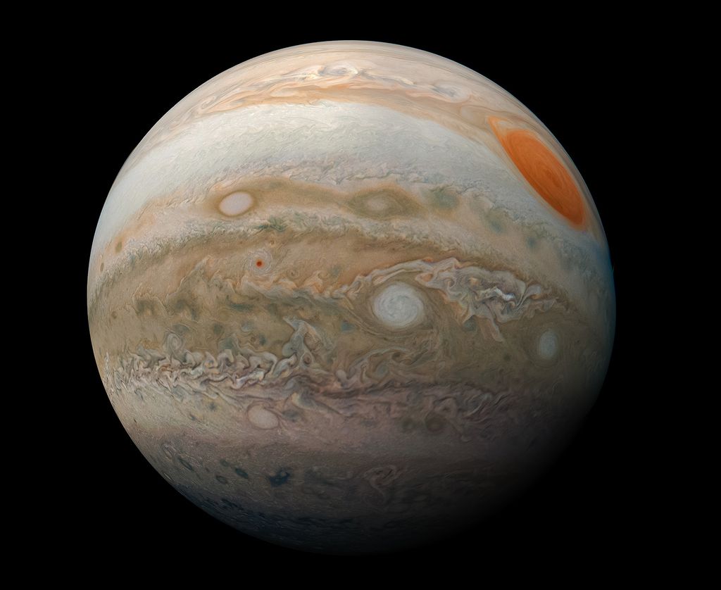 O maior de todos os planetas do Sistema Solar, Júpiter teve seu nome inspirado no rei dos deuses romanos, equivalente a Zeus