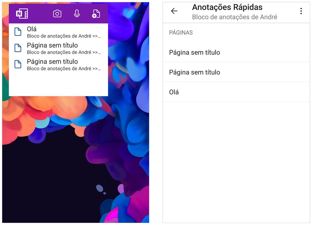 Widget do OneNote concentra suas anotações em um só lugar (Captura de tela: André Magalhães)