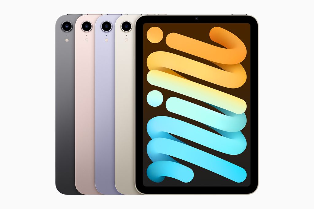 O iPad Mini 6 ganhou tela maior, design de iPad Pro, processamento mais potente e múltiplas opções de cores (Imagem: Divulgação/Apple)