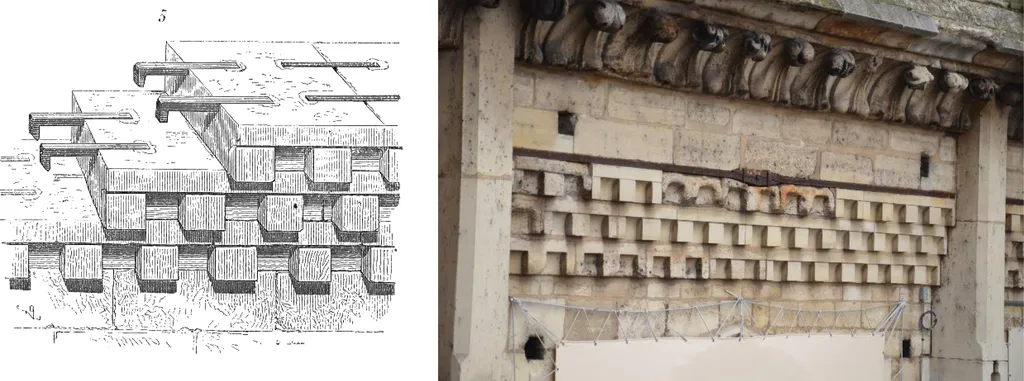 Os grampos de ferro da Catedral de Notre-Dame ajudaram a segurar arcos e manter em pé as enormes torres de quase 70 metros de altura (Imagem: L'Héritier et al./PLoS One)