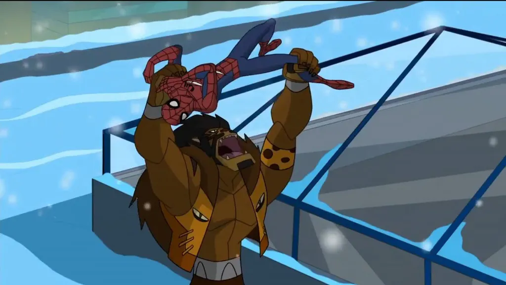 Em O Espetacular Homem-Aranha, Kraven virou um leão (Imagem: Reprodução/Disney)