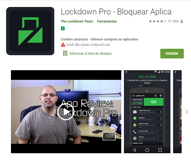 Ferramentas para colocar senha em aplicativos: Lockdown Pro (Captura de tela: Ariane Velasco)