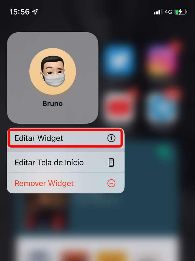 Siga as instruções acima para abrir as opções de edição do widget do app Contatos - Captura de tela: Thiago Furquim (Canaltech)