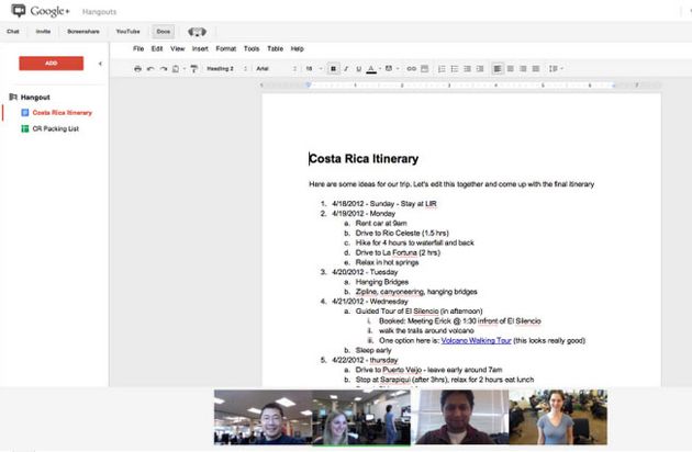 Hangout no Google Docs Hangout no Google Docs