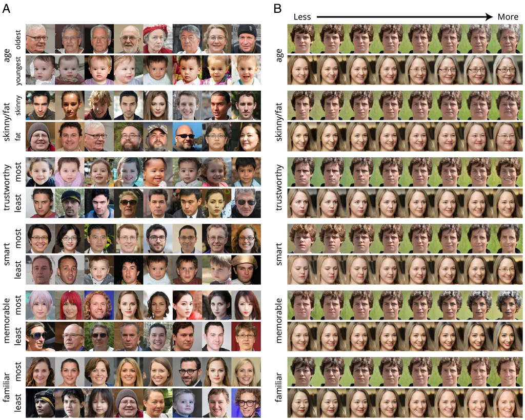 IA emite opiniões com base na aparência do rosto de uma pessoa (Imagem: Reprodução/PNAS)