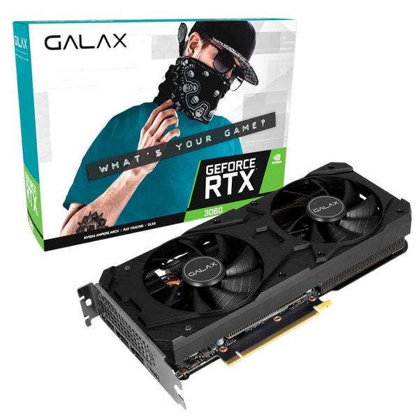 Placa de Vídeo RTX 3060 1-Click OC Galax GeForce, 12GB GDDR6, LHR, DLSS, Ray Tracing - 36NOL7MD1VOC