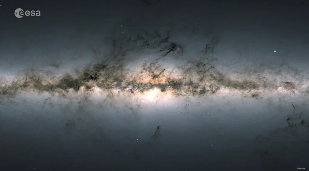 Mapa produzido pela missão Gaia, com dados de mais de 1,8 bilhões de estrelas da Via Láctea (Imagem: Reprodução/ESA/Gaia/DPAC)