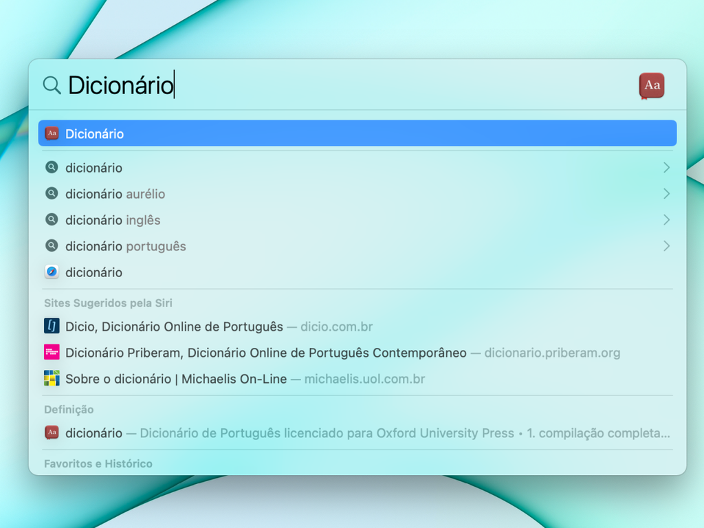 O Spotlight é um poderoso campo de busca para acessar rapidamente aplicativos, arquivos e buscar da web - Captura de tela: Thiago Furquim (Canaltech)