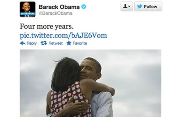 Obama soube usar muito bem seu perfil no Twitter em 2012, quando a rede social era a principal do planeta (Imagem: Reprodução/Twitter)