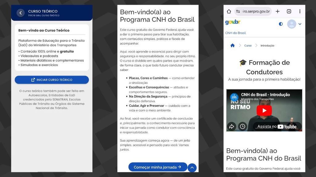 Curso teórico no app CNH do Brasil