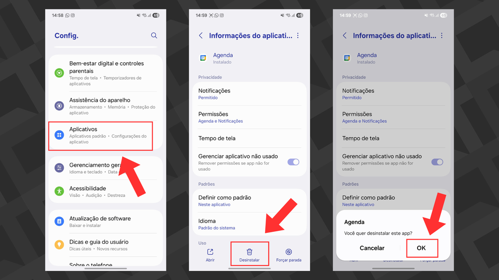 capturas de tela de um celular android