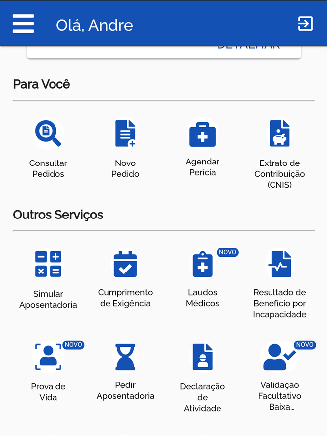 Meu INSS concentra diferentes serviços relacionados à previdência social (Imagem: André Magalhães/Captura de tela)