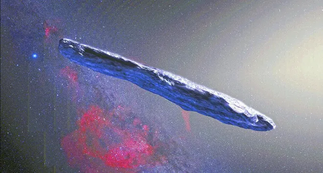 Representação do 1I/'Oumuamua, objeto interestelar que intriga a comunidade astronômica (Imagem: Reprodução/Stuart Rankin)