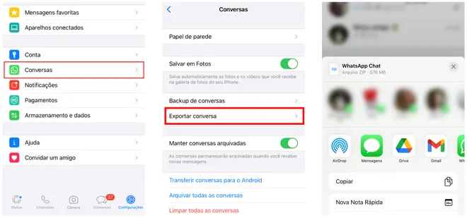 Você pode exportar conversas individualmente no WhatsApp (Captura de tela: Canaltech/Felipe Freitas)
