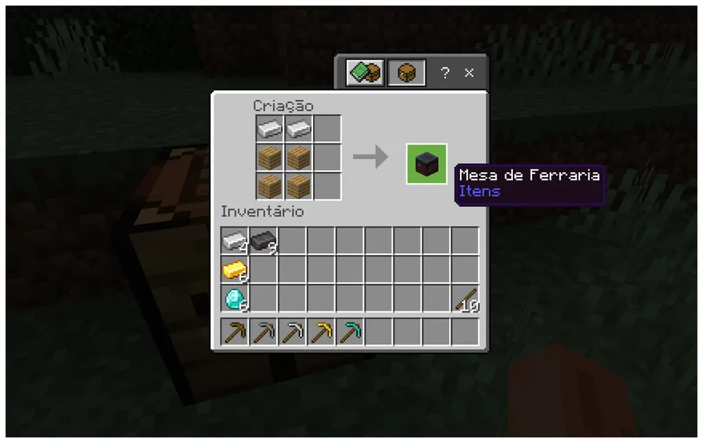 Como fazer picareta no Minecraft para usar em minérios e blocos