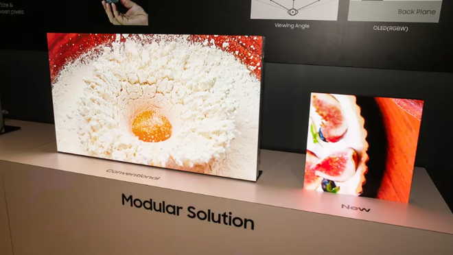 Novos televisores da Samsung fazem parte da "solução modular" da empresa, que permite acoplar diversos aparelhos (Foto: Sarah Tew/CNET)