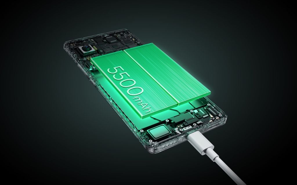 O GT 6T também traz a bateria do Realme GT 6, oferecendo capacidade de 5.500 mAh e recarga de 120 W (Imagem: Reprodução/Realme)