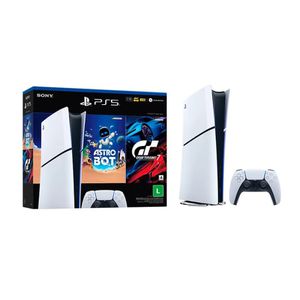 Console Sony PlayStation 5 Slim, Edição Digital, SSD 1 TB, Controle Sem Fio DualSense + Astro Bot e Gran Turismo 7 | CUPOM